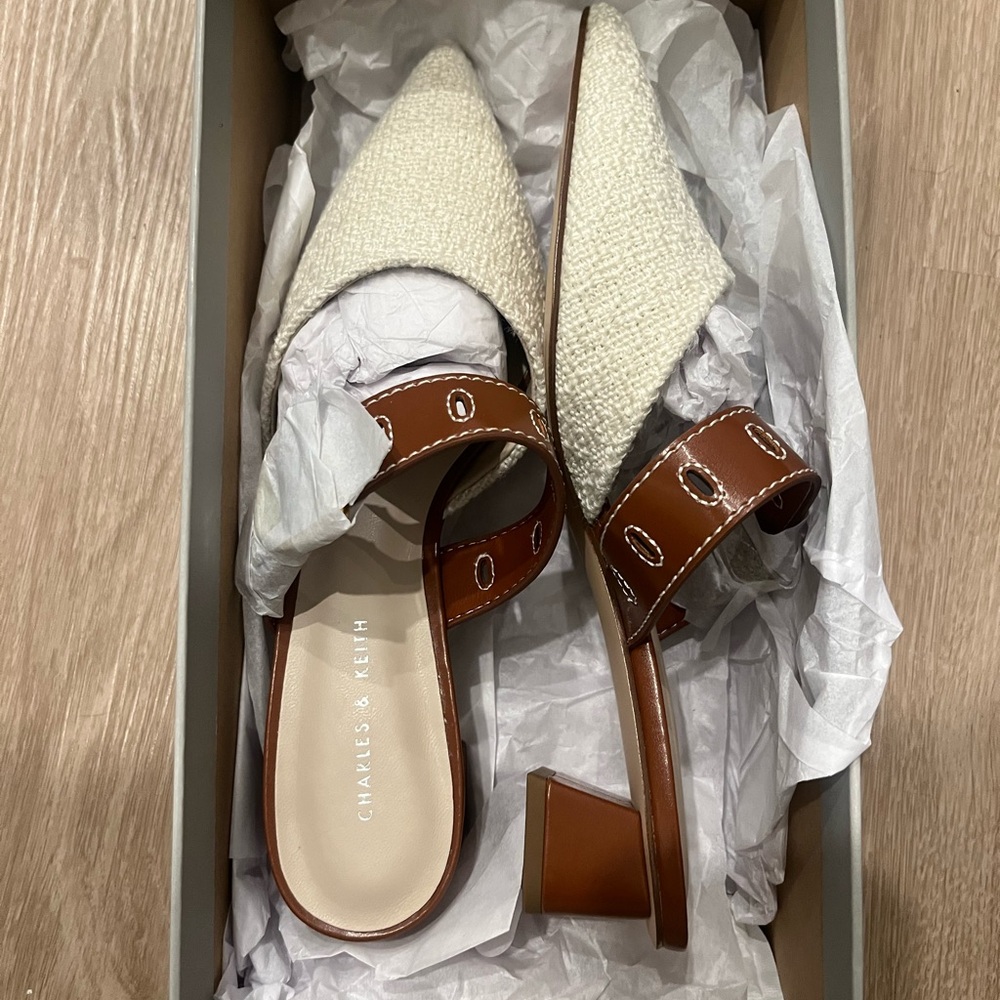 Charles & Keith Sephe Cut-Out Tweed Heeled Mules - Multi